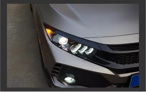 HONDA CIVIC FC5 2016-2021 IÇIN UYUMLU ANIMASYONLU MUSTANG DIZAYN LED FAR TAKIMI (TUNING)